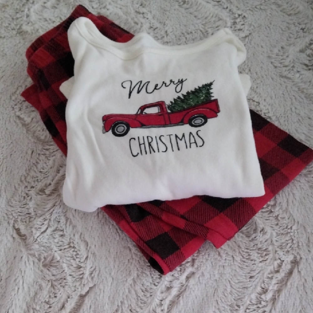 Christmas Pajama Set with Red Truck Design